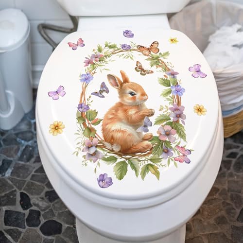 Vinilo decorativo Achang Conejo primaveral con corona floral miniatura 6