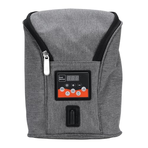 RASTKY Calentador Inalámbrico de Biberones para Viajes con Calentador de Coche de Leche Materna, de Biberones Portátil de Calentamiento Rápido-tela Oxford (GRAY)