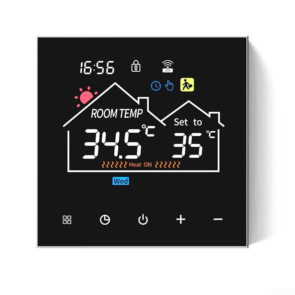 Termostato inteligente WiFi para Tuya Smart, control inalámbrico de temperatura ambiente para calderas de gas y agua caliente, para ALEXA, pantalla digital, ahorro de energÃa, color negro (WiFi