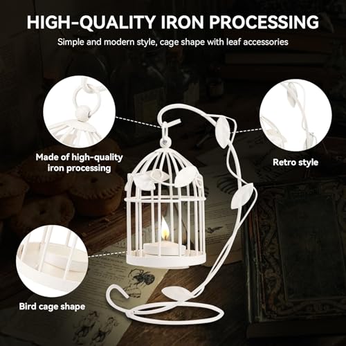 Cyrank CYRANKQMT2ZSFR6I-12 Hanging Birdcage Lantern, Birdcage Candle Holder Metal Tealight Holder Decorative Bird Cages thumb #4