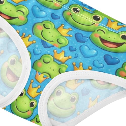 Joisal Cotton Girls Underwear Toddler Cute Cartoon Frog Blue Golden Cute Panties Girl Flower Briefs Underpants 2t4