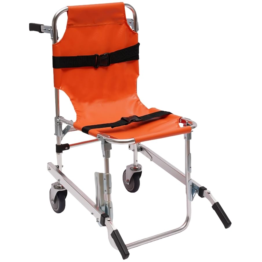 Silla de escalera plegable de emergencia, elevación de evacuación de aluminio ligero para bomberos y ancianos, hebillas de liberación rápida para mayor seguridad