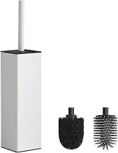 BVL White Metal Toilet Brush, Silicone Toilet Brush, Toilet Brush and Holder Including 2 Self-Supporting Square Heads