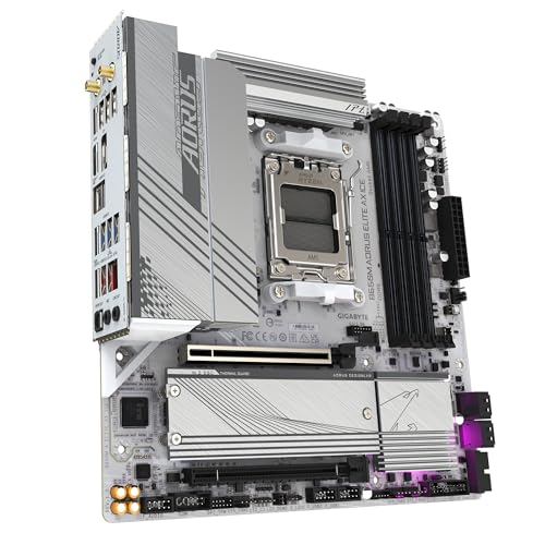 Image of GIGABTE B650M AORUS Elite AX ICE AMD AM5 mATX Motherboard, Support Ryzen 9000 /8000 /7000 Series, DDR5, 12+2+2 Power Phase, PCIe 5.0 M.2, USB-C 3.2 Gen 2, WIFI6E, 2.5 GbE, EZ-Latch, Q-Flash, RGB Fusion