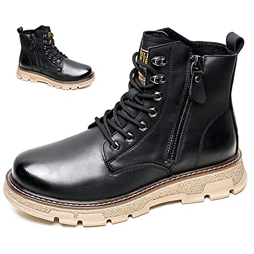 Bottes de sécurité pour homme - Style vintage - En cuir - Avec fermeture éclair latérale - Pour l'escalade, la randonnée, les voyages, les anniversaires, la fête des pères, le Nouvel An et Noël G Cover