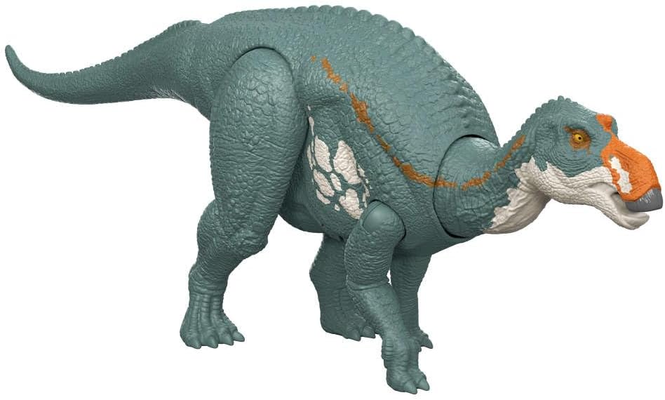 Mattel Jurassic World Rebirth Wild Roar Maiasaura Dinosaur Toy with Tail-Controlled Chomp Multi-Direction Attack & Sound, Posable & Digital Play