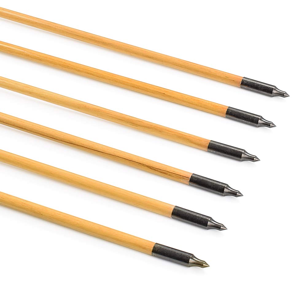 12 pièces 81 cm de flèches en bois avec 10 cm de plumes naturelles Flèches pour tir à l'arc Flèches en bois Flèches de chasse fabriquées à la main pour arc traditionnel Arc recurve Arc long