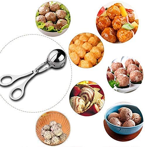 Peyx Meat Ball Maker Tools Dough Meatball Scoop Non Stick Stainless Steel for Rice Meat Cookie Making - (Silver) 3