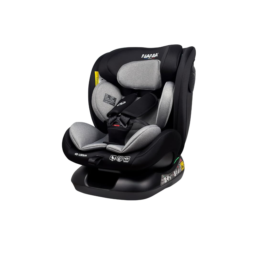Nania Prato evol +, Siège auto enfant, I-Size, 40-150 cm, dos route jusqu'à 105cm, Evolutif naissance à 12 ans, Fixations ceinture de sécurité, Réglage de l'Appui-tête et de l'Inclinaison.