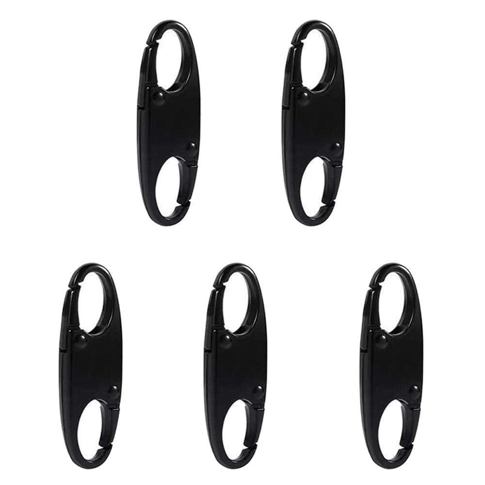 ジッパークリップ盗難防止 5個セット バックパックジッパーロック ファスナー 引き手 キーホルダー海外 空港 旅行 検査 盗難防止 取り外し可能ジッパーコネクター 防犯グッズ （ブラック）