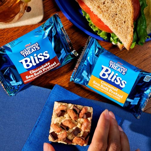 Rice Krispies Treats Bliss Crispy Marshmallow Squares, Snack Bars, Caramel Sea Salt Pretzel (6 Boxes, 36 Bars)