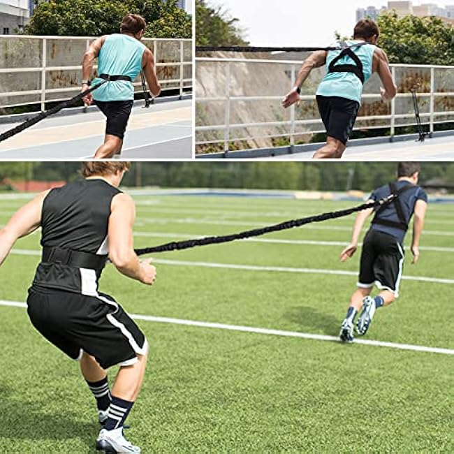 Resistance Running Training Bungee Band, Bungee Resistance Cord Set, Long Resistance Band, Lateral Movement Sprint Overspeed Training Fitness for Fast