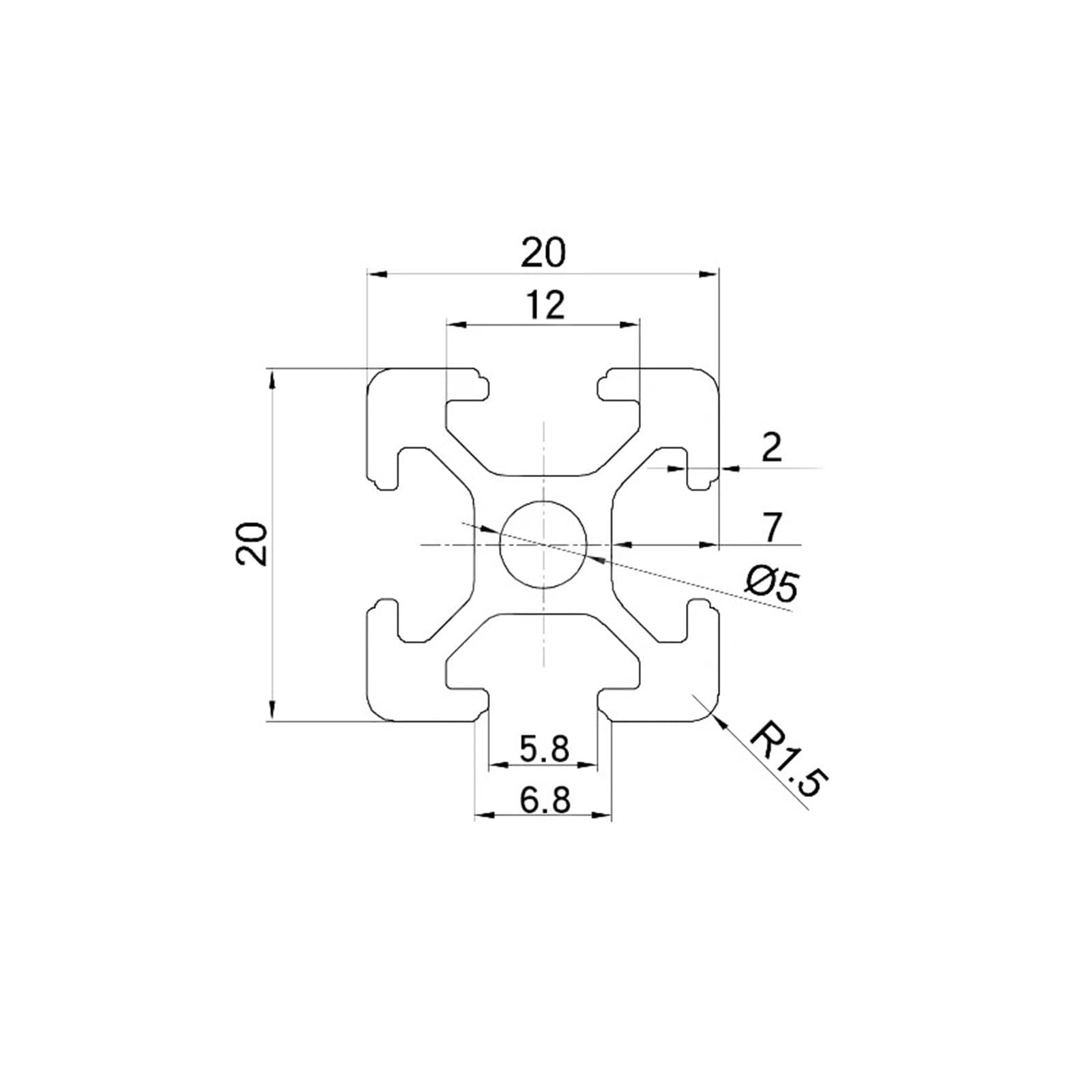 Lot de 4 profilés en aluminium rouge 2020 à rainures en T EU, L = 580-1000 mm, guides linéaires(600mm)