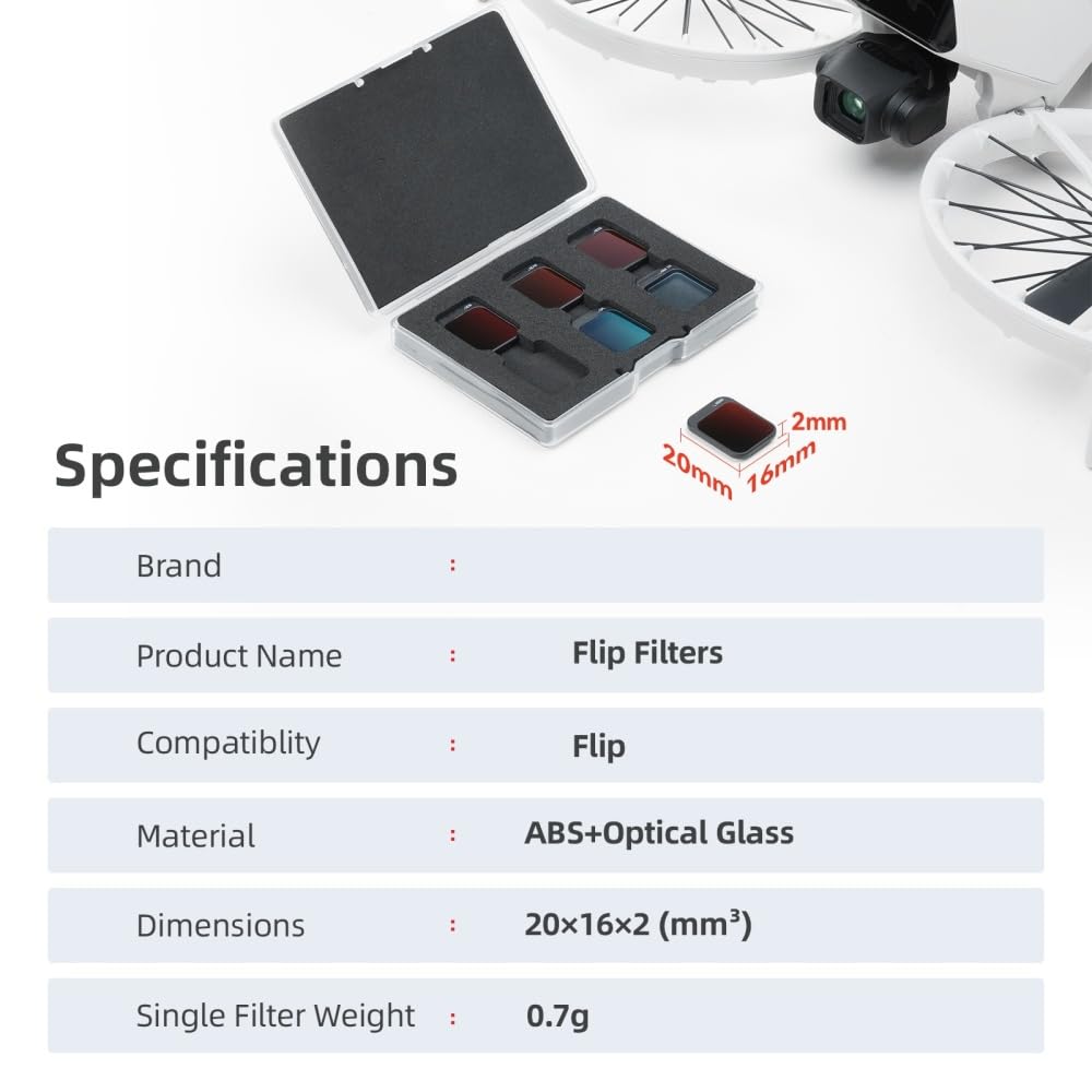 Kit filtro flip per action camera DJI, set di lenti ND/CPL/Mist con montaggio rapido, riduzione della luce e accessori polarizzanti per riprese cinematografiche (set da 6 pezzi)