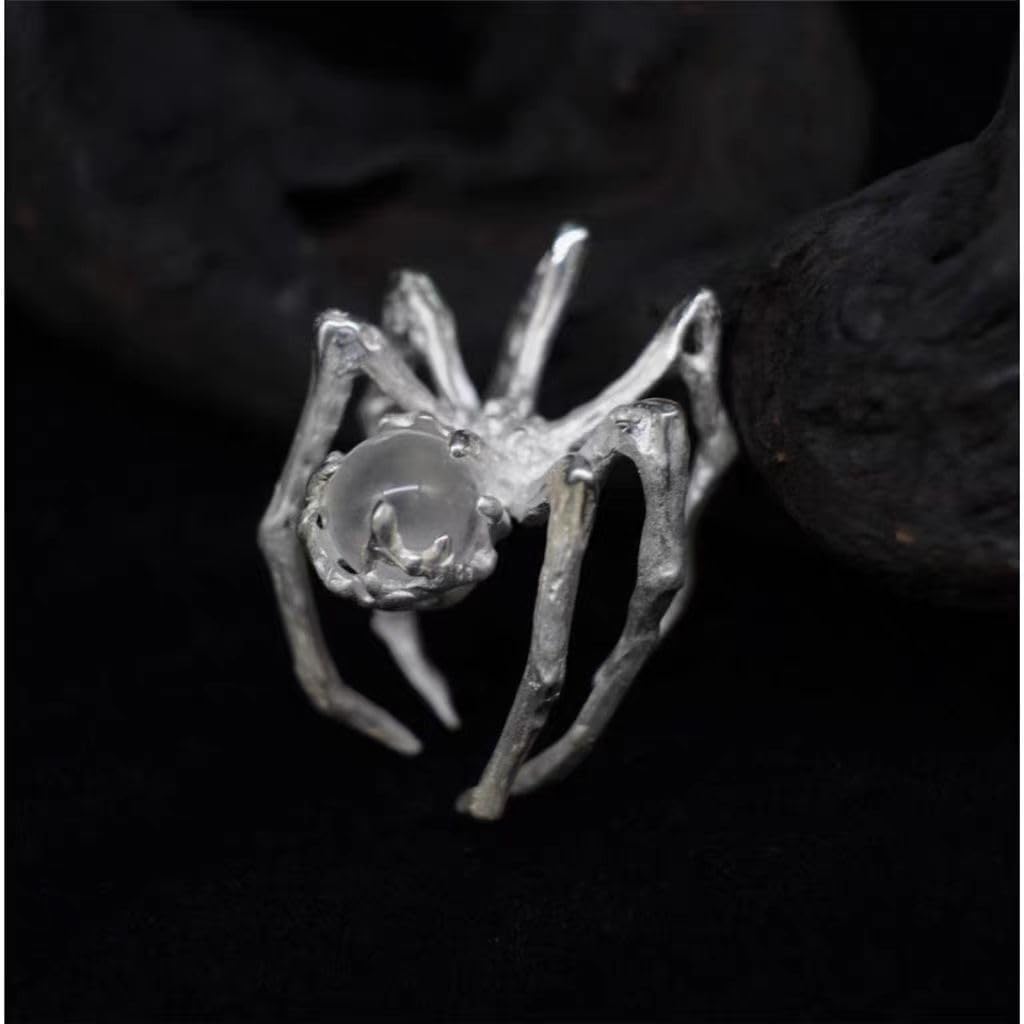 3D Silver And Black Spiral Spider Ring Set 2 for Womens Mens - Image 6