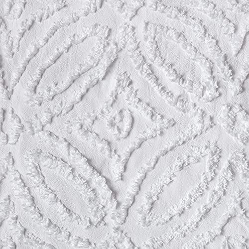Image of Beatrice Home Fashions Wedding Ring Chenille Bedspread, Queen, White + 2 Wedding Ring Chenille Pillow Shams, Standard, White