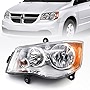 FIONE - For Dodge Grand Caravan Headlight Assembly 2011-2018 & Chrysler Town and Country Headlights 2008-2016 Halogen Chrome Housing Left Driver Side Headlamp 5113337AI CH2502192