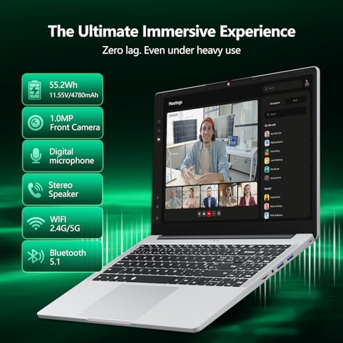 Image of Laptop, Laptop Computer AMD Ryzen 5 5500U 6-Core, 16GB RAM 512GB SSD, 15.6 Inch Laptops with 1080P FHD, Win 11 Pro, Radeon Graphics, 180 Open, Backlit KB, USB-C PD, Gray Thin & Light PC Lap top
