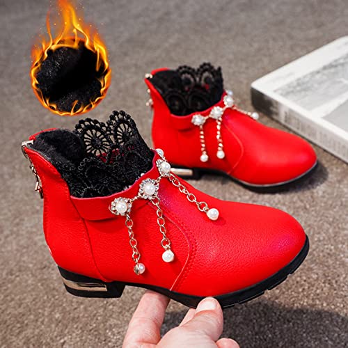 Children Shoes Fashion Boots Shoes Plush Low Tube Children Leather Boots Riding Boots Size 12