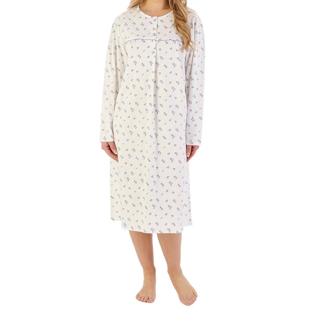 Slenderella Women's Purple Tulip Brushed Cotton Round Neck 43 Inch Nightdress (20/22, )