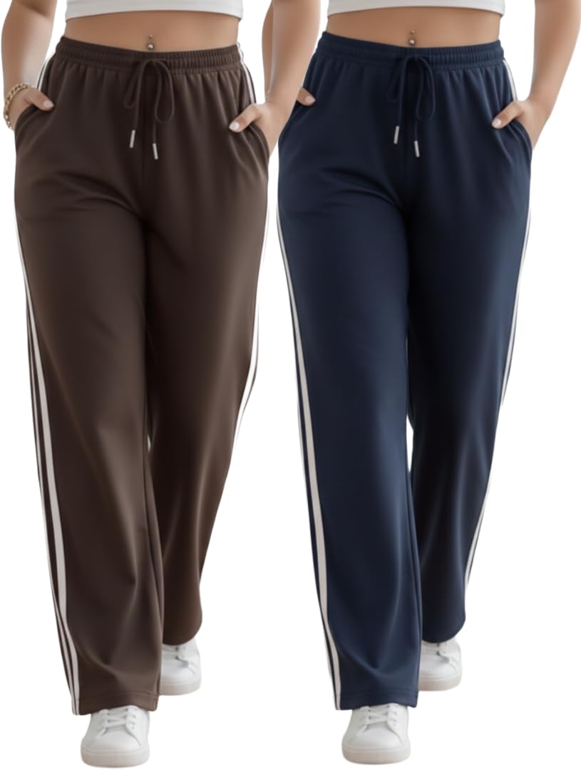 Women Joggers – High Waist Cotton Track Pants with Pockets | Gym Jogger Pants for Women | Casual Travel | Gym Lounge Wear-Pack of 2-image-47