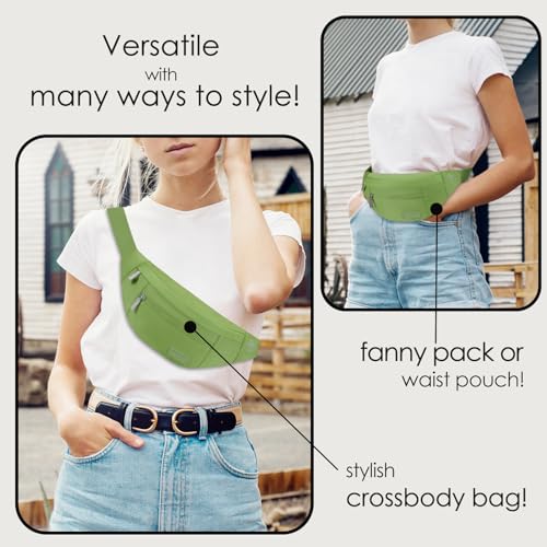 Image of MAXTOP Large Crossbody Fanny Pack with 4-Zipper Pockets,Gifts for Enjoy Sports Festival Workout Traveling Running Casual Hands-Free Wallets Waist Pack Phone Bag Fits All Phones