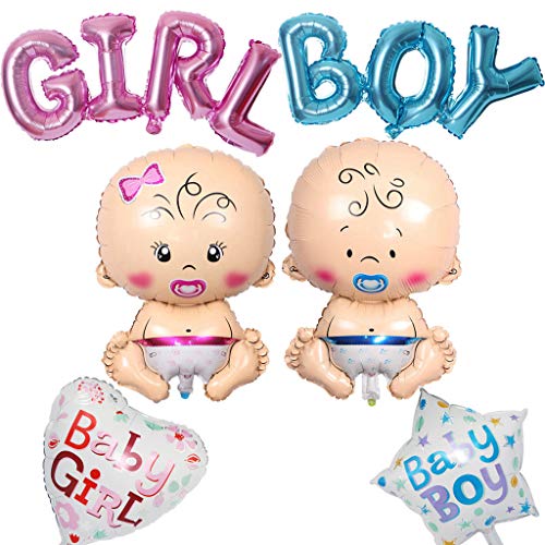 Lot de 6 ballons de bienvenue en forme de bébé garçon et fille, en aluminium, pour annonce de grossesse