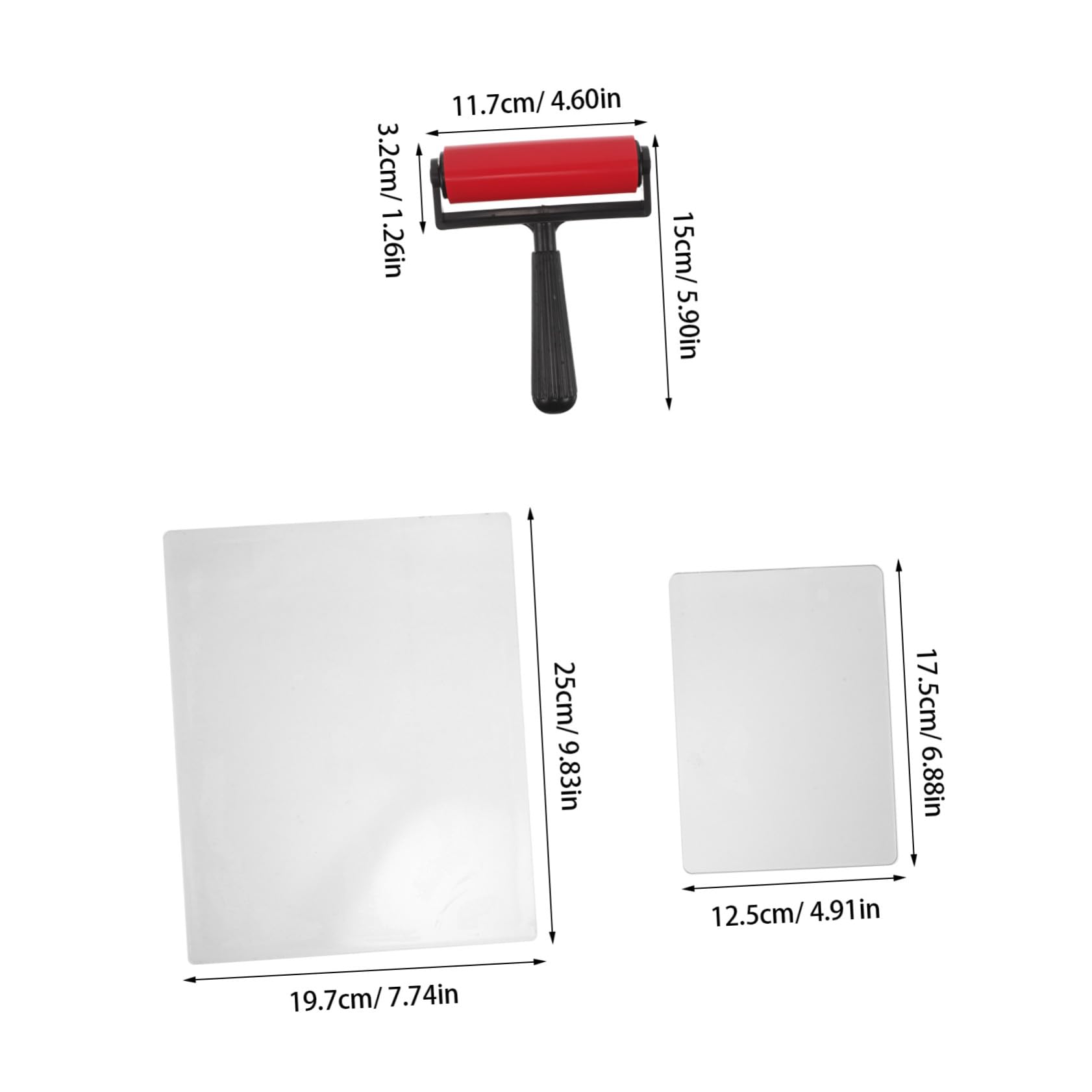 Rodillo para Impresión con Placa de Gel Reutilizable y Pincel, 1 Set