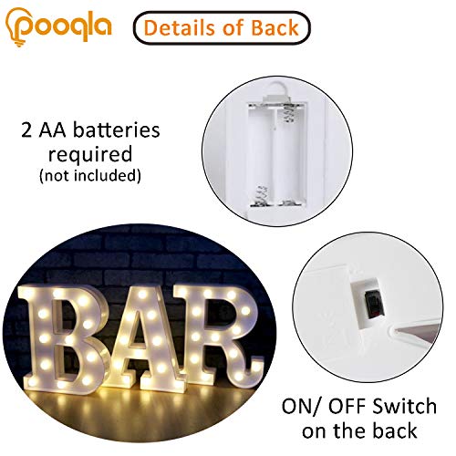 Bar - Illuminated Marquee Bar Sign - Lighted Led Marquee Word Sign - Pre-Lit Pub Bar Sign Light Battery Operated (23.03-In X 8.66-In) #TOP5