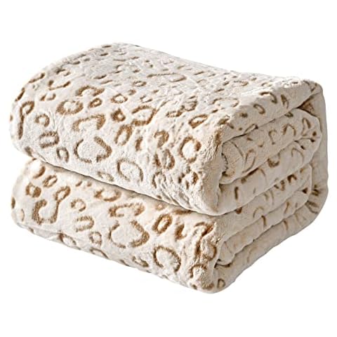 FY FIBER HOUSE Flannel Fleece Throw Blanket, Lightweight Cozy Plush Microfiber Bedspreads for Adults,60"X80",Brown Leopard Cover