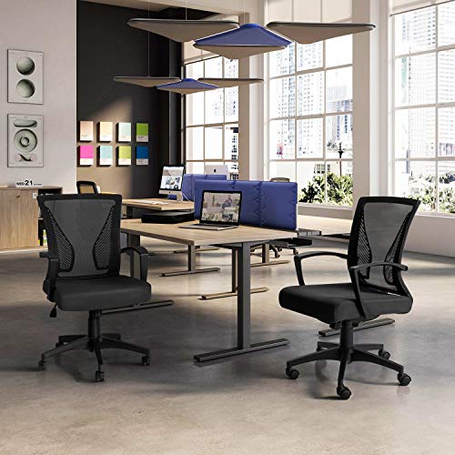 Tuoze Ergonomic Office Mid Back Mesh Chair Swivel Desk Chair Lumbar Support Computer Chair With Armrest (Black) #TOP5