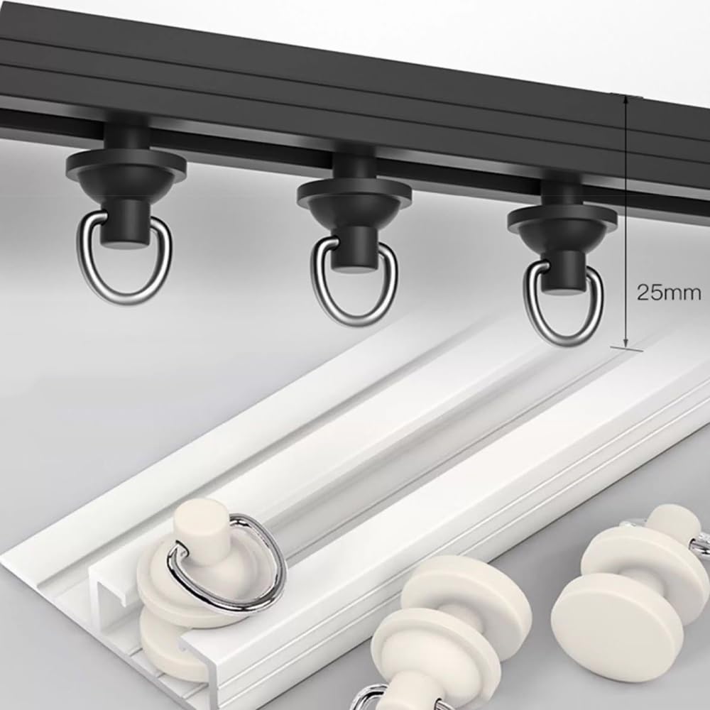 Elastyczna aluminiowa zasłona sufitowa, samoprzylepny drążek przesuwny do gładkich zasłon, cichy, prosty Ra na ściany (biały, 220 cm)