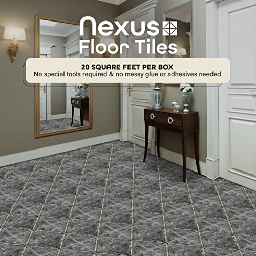 Image of Nexus Self Adhesive 12-Inch Vinyl Floor Tiles, 20 Tiles - 12 inch x 12 inch, Metallic Marble Diamond Pattern - Peel & Stick, DIY Flooring for Kitchen, Dining Room, Bedrooms & Bathrooms by Achim Home Decor
