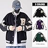 GIJOVANA College Jacket Men's Oldschool Sports Jacket Varsity Jacket Patchwork Collegiate Baseball Jacket Stand-Up Collar Streetwear, black, XXL #3