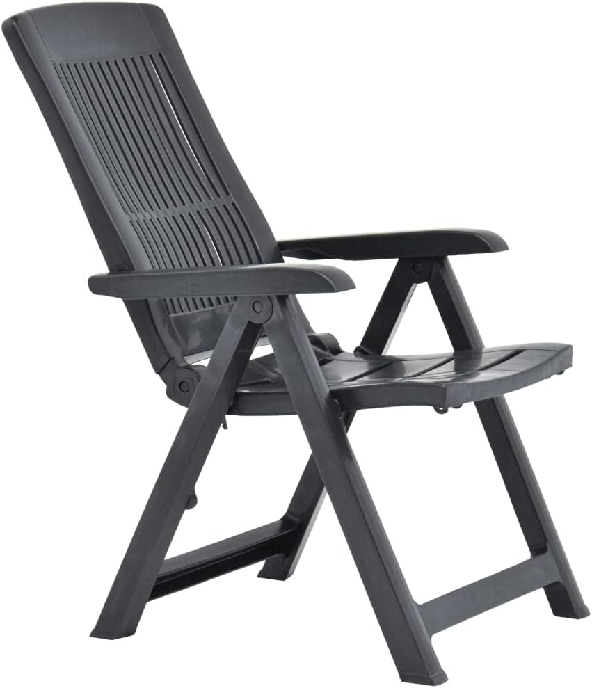 Patio Reclining Chairs 2 pcs,Camping Chair,Lawn Chairs,Club Chairs,Bistro Chairs,Lounge Chairs,High Back Chairs,Reclining Backrest,for Garden,Backyard,Lawn,Porch,Poolside,Balcony,Plastic Anthracite