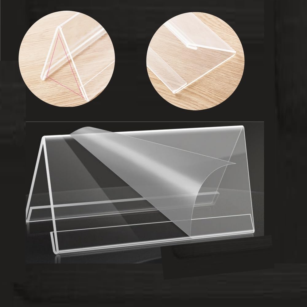 Acrylic 10 Pezzi Espositore da Tavolo,20x8cm Porta Avvisi da Tavolo, Porta Etichette in Acrilico Trasparente, Porta Menu da Tavolo, Acrilico Trasparente Espositori