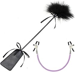 Juego de bondage para parejas con plumas, piel de Petishe, pala de mano con pinzas para pezones, pinzas para el pecho, cadena para pezones, juguete sexual, BDSM, juego de bondage fetiche, juguete