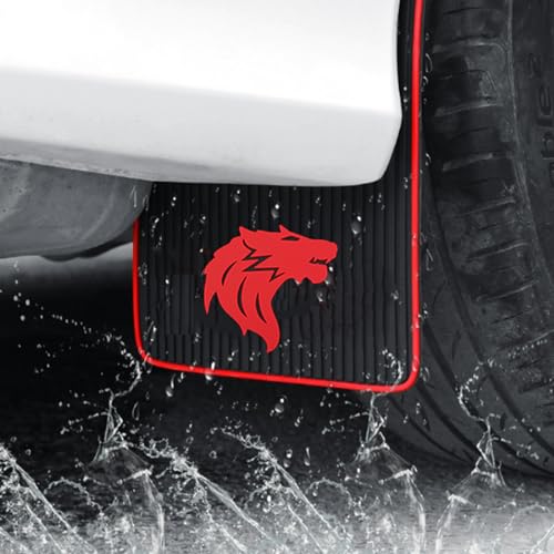 Image of Car Mud Flaps Screw and Clips Universal Rubber Mudguard Soft No Collision Splash Guards (4pcs, Wolf Head)
