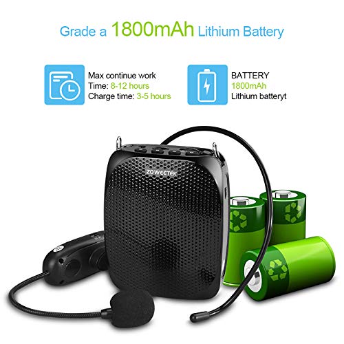 Zoweetek Voice Amplifier With Uhf Wireless Microphone Headset, 10W 1800Mah Portable Rechargeable Pa System Speaker For Multiple Locations Such As Classroom, Meetings, Promotions And Outdoors #TOP4