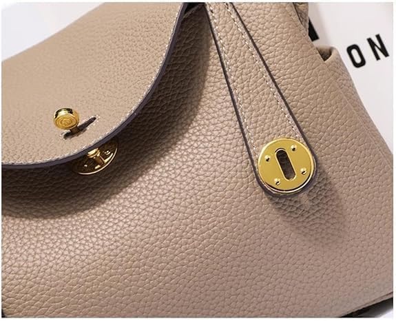 Women's Genuine Leather Crossbody Bag, Square Design with Fixed Shoulder Strap, Lychee Leather Bag