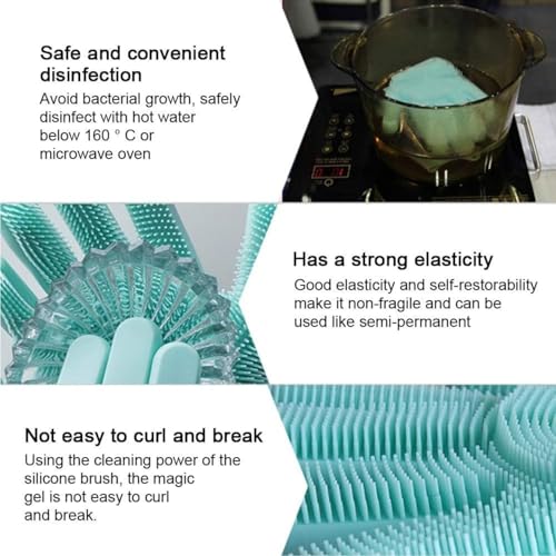 Image of Silicone Dishwashing Gloves with Built-In Scrubber | Reusable Cleaning Gloves for Kitchen & Household Use | Heat Resistant Hand Gloves for Washing Dishes & Plate Cleaning (Multicolour Pair 1)
