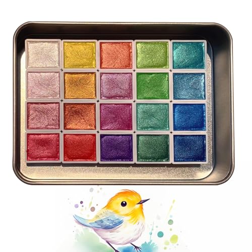 Acuarela portátil, juego de pintura de acuarela para niños, juego de acuarela, 20 colores, kit de pinturas artísticas para principiantes, entusiastas del dibujo y artistas