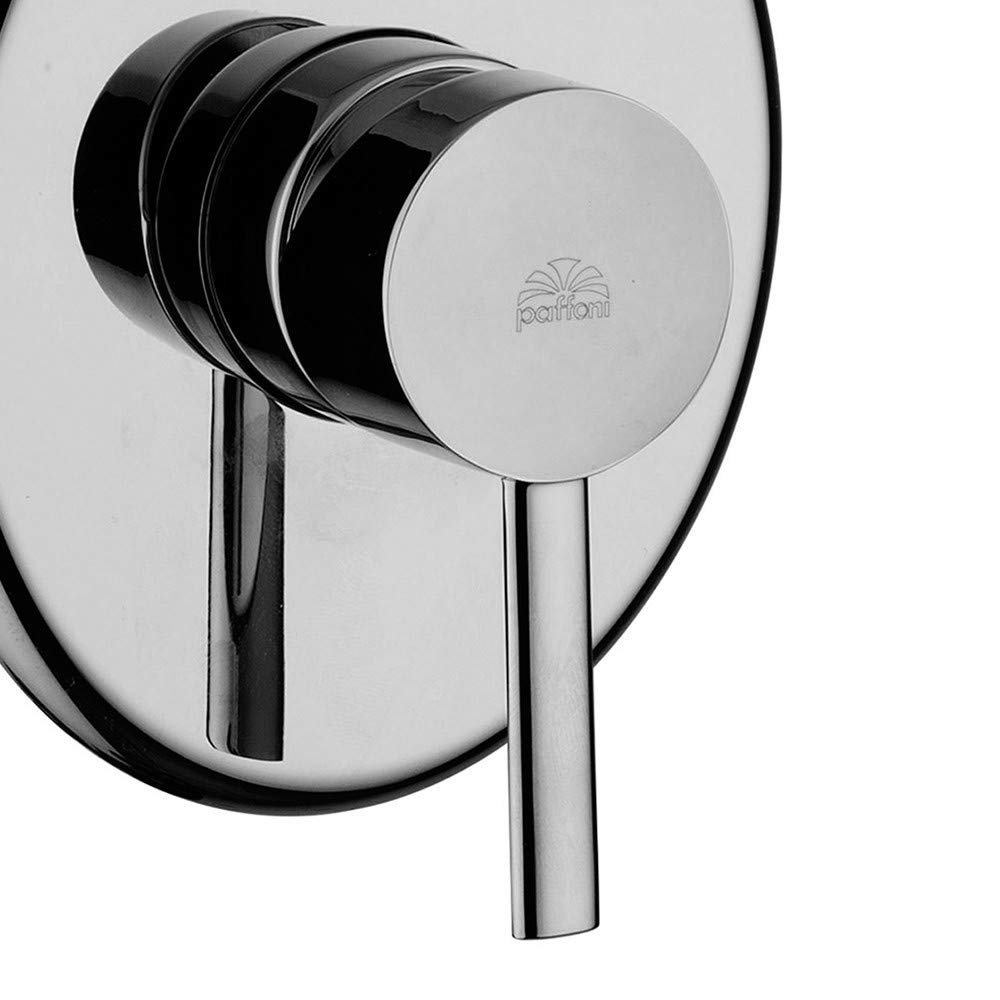 Paffoni Miscelatore da Incasso per Doccia - Berry BR010CR, Miscelatore a Leva con Placca per Incasso Rotonda, Design Elegante, Moderno, Minimal, Ottone Cromato