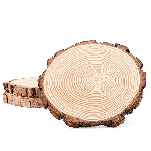 KEILEOHO 3 PCS 20-25cm Wood Log Slices, 8-10 Inch Unfinished Wooden Circles, Round Wooden Discs for Crafts Painting DIY Home Wedding Decor