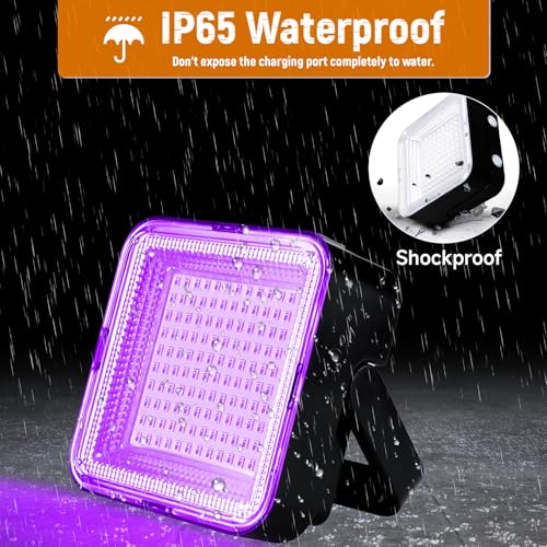 Image of Benss LED Black Ligh,Rechargeable 5000mAh 120 UV led, IP65 Waterproof & Magnetic, Long Runtime Ultraviolet Light for Neon Glow Party, Halloween, UV Posters, Body Paint, Fluorescent Art