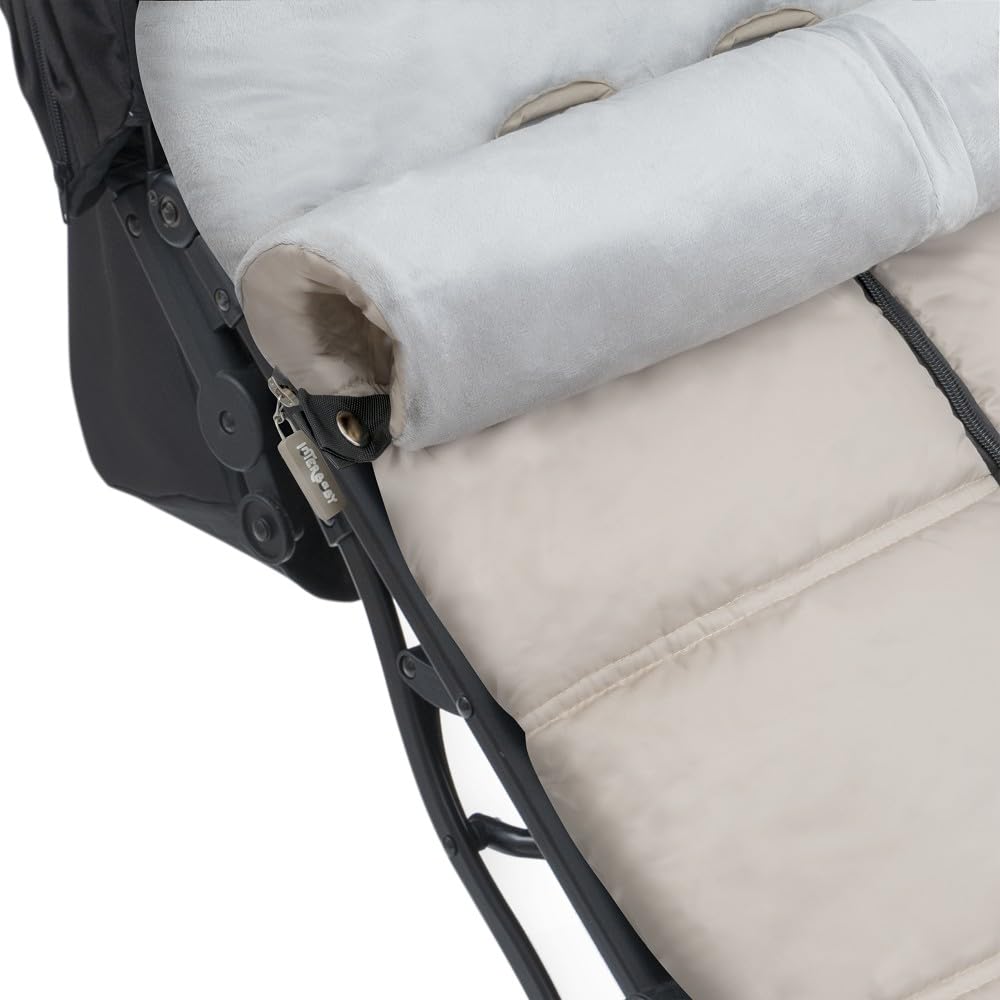 Danielstore Saco silla paseo modelo beige liso| 90x44cm, impermeable, 100% poliéster, interior polar | Cremallera doble, antideslizante, lavable | Abrigo adaptable para bebé
