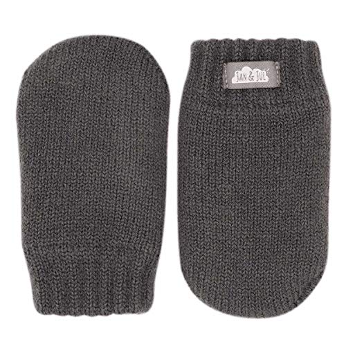 Jan & Jul baby toddler warm fleece lined thumbless knit mittens for fall winter (Mitten S: 0-9m, Dark Grey)