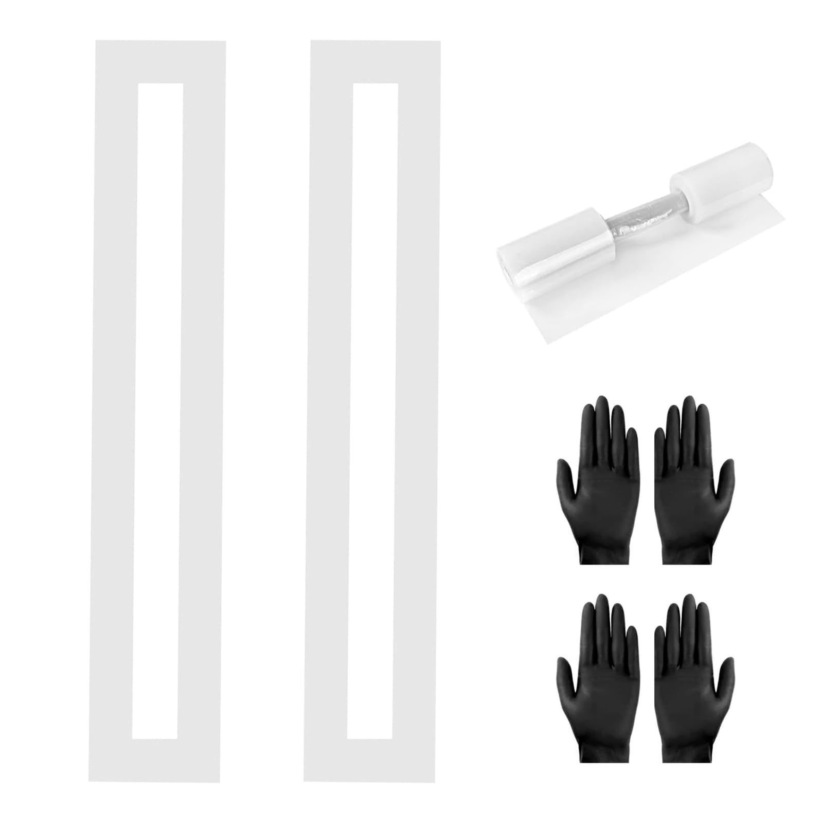 Set da 2 stencil in silicone per linee a terra, 235 x 30 cm, con due paia di guanti monouso in nitrile, riutilizzabile, per strade, campi sportivi, magazzini e aree industriali