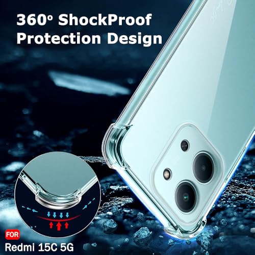 Image of TheGiftKart Crystal Clear Back Cover Case for Mi Redmi 15C 5G | Shockproof Soft TPU Case | Cushioned Edges for Ultimate Protection Back Cover Case (TPU, Transparent)