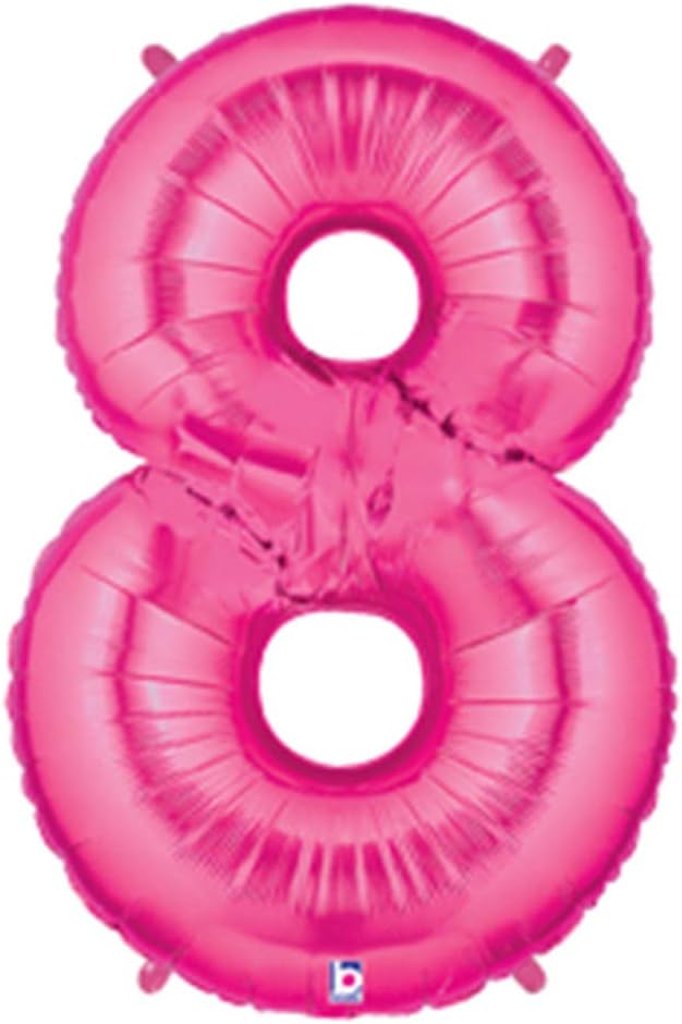 Pink Number 8 Mylar Balloon - 40 Inch Large Shaped Megaloon Birthday Decoration